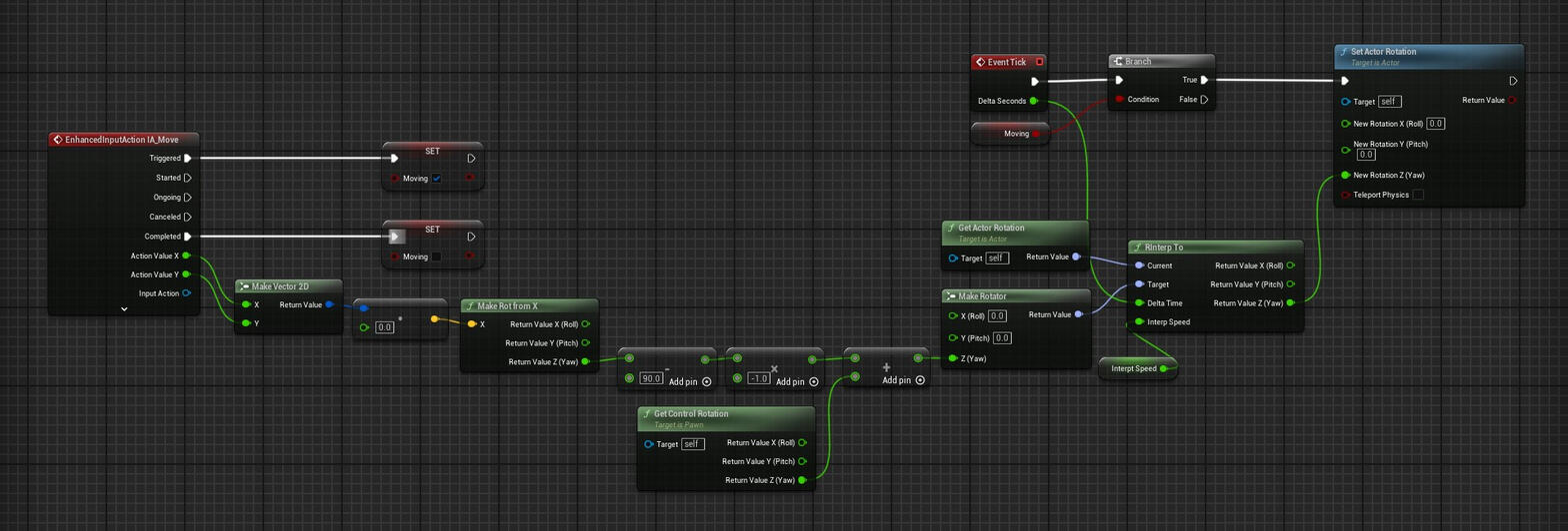 This blueprint turns the character based on input.